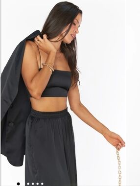 Show Me Your Mumu Tucker Top Luxe Black Satin Camisole Top Size Large